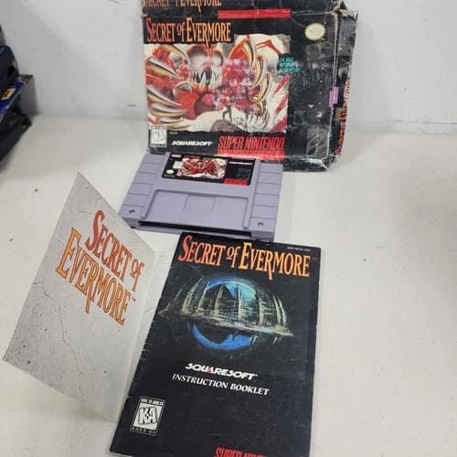 Secret of Evermore SNES CIB Complete w/ Manual SquareSoft Authentic TESTED RARE