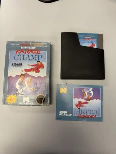 NES Karate Champ CIB Game Box Manual W/ Protector