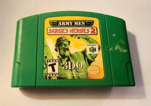 Army Men Sarges Heroes 2 N64 game in good used condition.