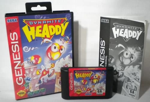 Dynamite Headdy (Sega Genesis) w/ Manual CIB Complete Tested Works Authentic