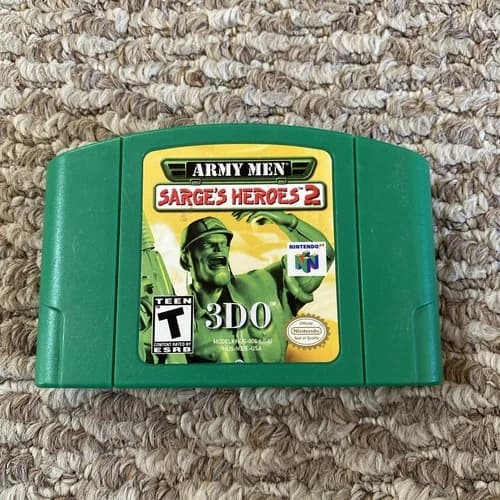 Army Men Sarge's Heroes 2 N64 Authentic Cartridge Only Tested Working Green