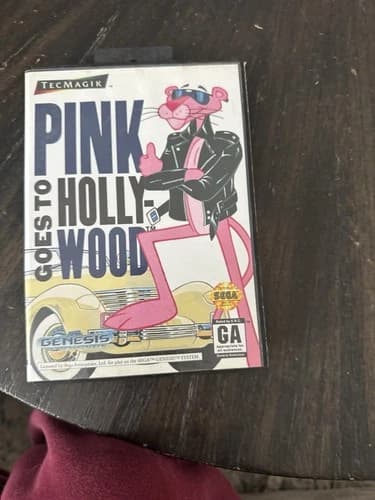 Sega Genesis Game Pink Goes To Hollywood CIB Complete In Box Ripped Manual