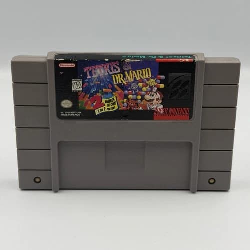Tetris and Dr. Mario (Super Nintendo SNES, 1994) TESTED
