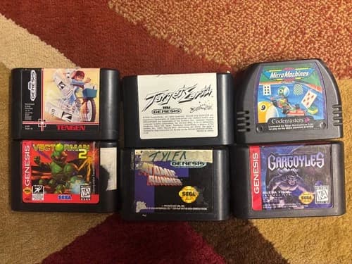 Six loose Sega Genesis Games Target Earth Vector Man 2 PaperBoy Atomic Runner