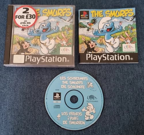 Sony Playstation 1 PS1 Game The Smurfs Boxed with Manual
