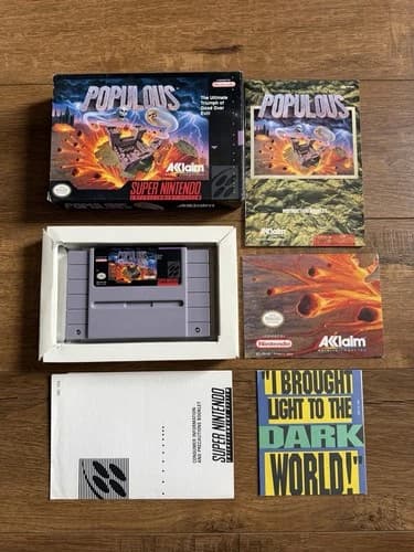 Populous (Super Nintendo Entertainment System, 1991) SNES Complete In Box CIB