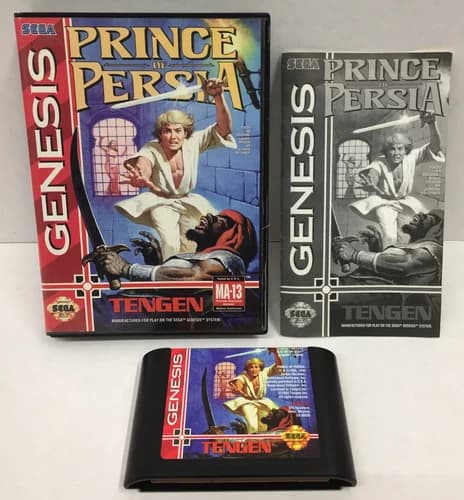 COMPLETE Prince of Persia SEGA GENESIS Tengen CIB Manual - TESTED & WORKING