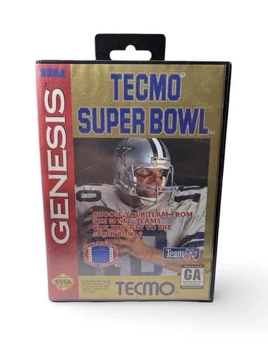 Tecmo Super Bowl, Sega Genesis, Complete in Box, Tested Works