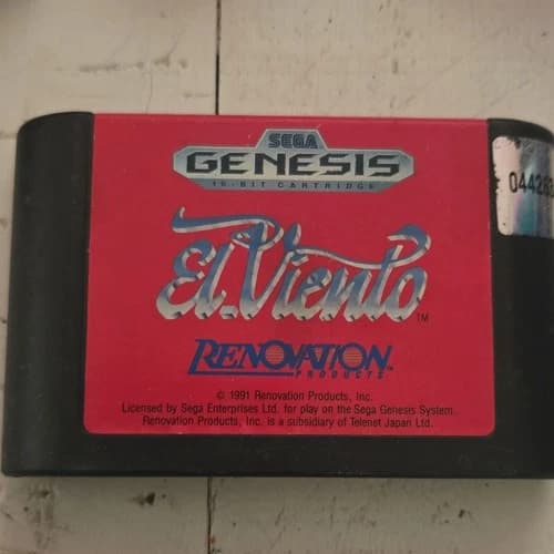 Sega Genesis El Viento by Renovation Products 1991 Game Cartridge