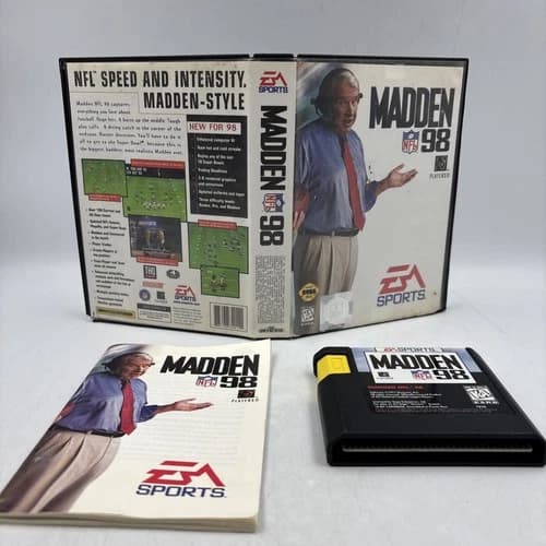 MADDEN NFL 98 SEGA GENESIS VIDEO GAME CIB COMPLETE WITH ORIGINAL CASE AND MANUAL