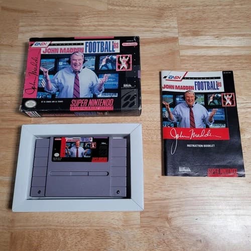 John Madden Football 93 SNES Super Nintendo, 1992 CIB Complete w Manual - Tested