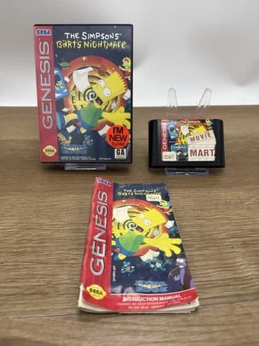 Sega Genesis The Simpsons Bart's Nightmare Cartridge In Box With Manual