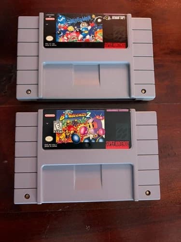 Super Bomberman 1 and 2 SNES Super Nintendo Cartridges only