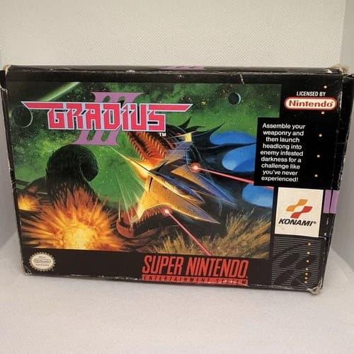 Gradius III SNES Complete In Box CIB Super Nintendo Konami Tested Authentic 1991