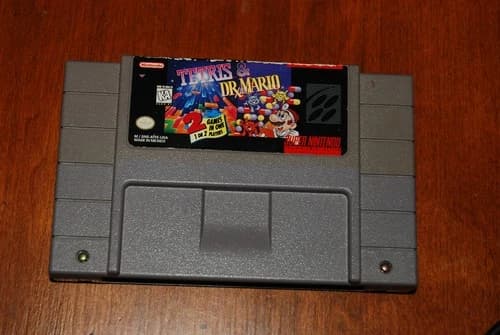 Tetris & Dr. Mario Super Nintendo SNES Cartridge Authentic - Tested & Working