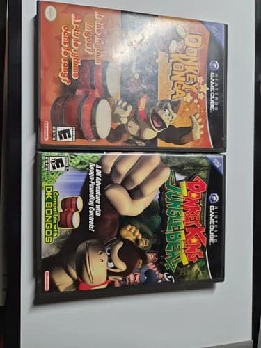 Donkey Konga and Donkey Kong Jungle Beat with Bongos GameCube Tested Works