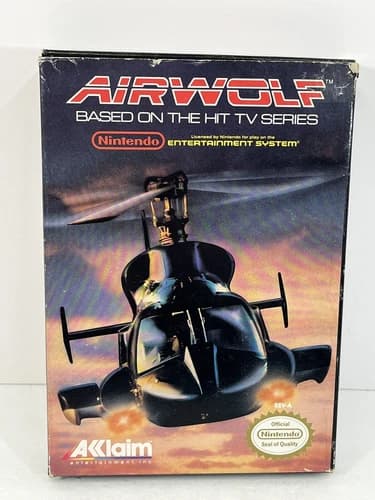 AIRWOLF NES CIB Nintendo Complete Game Sleeve Styrofoam Box Manual Tested