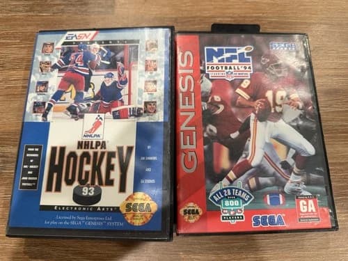 2 Sega Genesis CIB - NHLPA Hockey ‘93 & NFL ‘94 Joe Montana - TESTED & WORKING!!