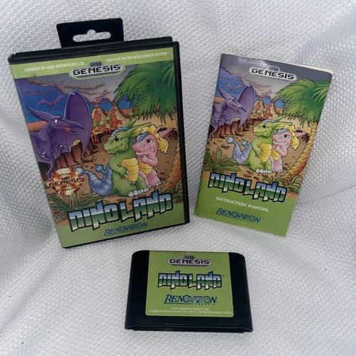 EX COND! Dino Land (Sega Genesis, 1991) Authentic Complete in Box CIB w/Hangtag
