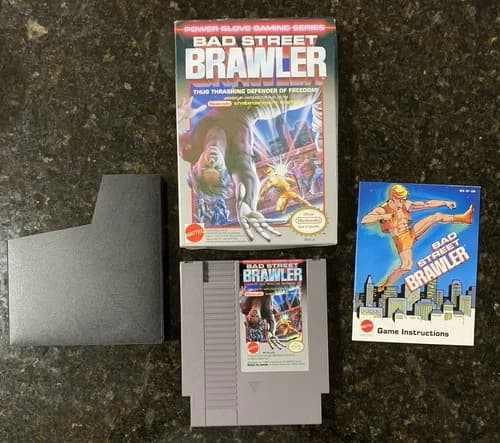 🥊 NES Bad Street Brawler Game w/Box, Manual, Sleeve - Power Glove - Works!