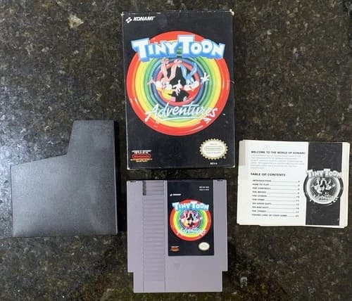 🔥 NES Tiny Toon Adventures w/Box, Partial Manual, Sleeve - 1991 Konami - Works!