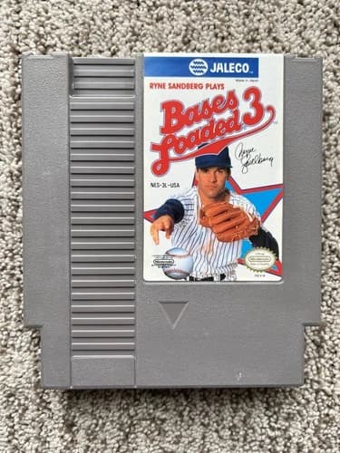 Ryne Sandberg Plays Bases Loaded 3 (Nintendo 1991) NES Tested Works Well