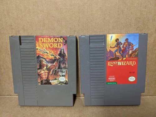 Demon Sword and Legacy of the Wizard for Nintendo NES Tested Working