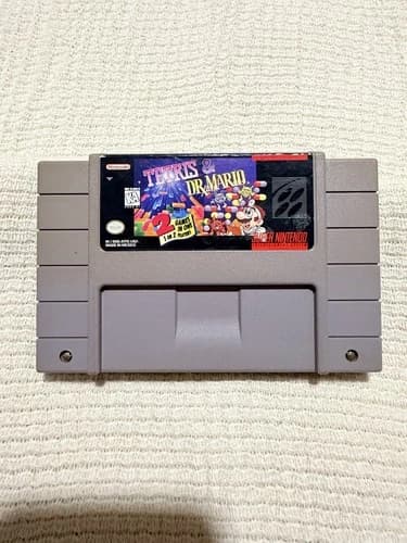 Tetris and Dr.Mario Super Nintendo Game SNES Game Tested Working Authentic Cart