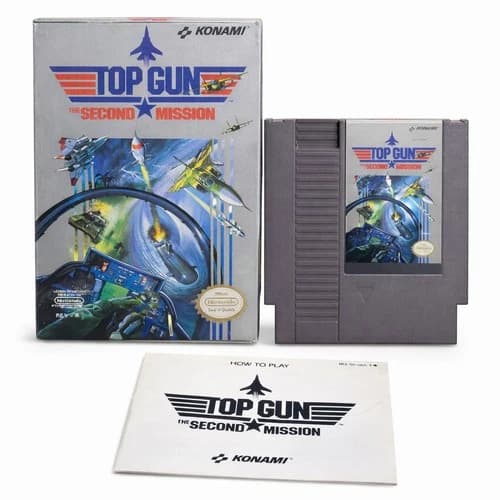 Top Gun Second Mission NES Complete CIB Tested Nintendo Konami Box