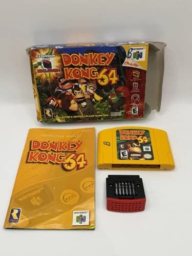 Donkey Kong 64 (Nintendo 64 1999) N64 Cartridge CIB Box With Expansion Pack Rare