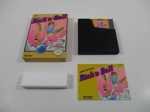 ROCK 'N' BALL Nintendo NES Game Complete In Box Authentic!