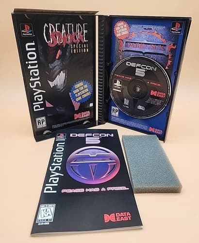 Defcon 5 PS1 PlayStation 1 Long Box Data East CIB Tested No Scratches