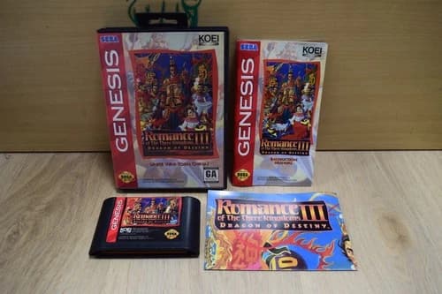Romance of the 3 Kingdoms III Complete w/ Cartridge Box Map Manual TESTED WORKS