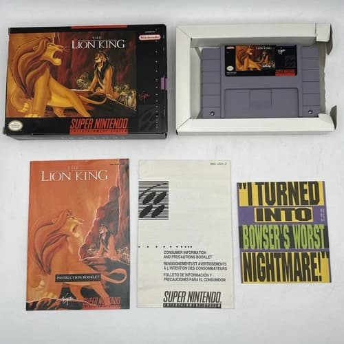The Lion King SNES Complete In Box W/ Manual Super Nintendo CIB Tested Cleaned