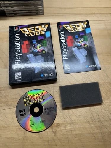 Technos Geom Cube PS1 PlayStation 1 1995 Tested Long Box Complete