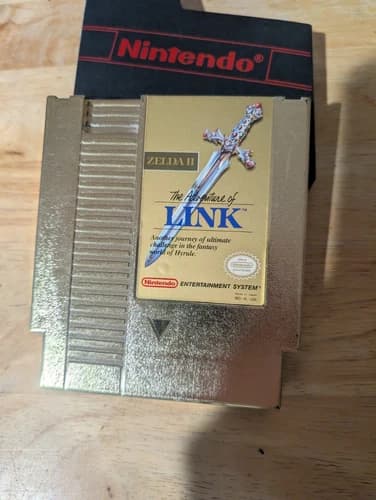 Nintendo NES Zelda II: The Adventure of Link Gold Cartridge (1985) Super Clean