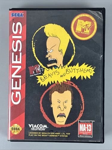 MTV's Beavis and Butt-Head (Sega Genesis) Complete CIB w/Manual; Tested Working!