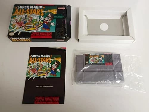Super Mario All-Stars SNES CIB Complete Box Manual Tray Super Nintendo Tested
