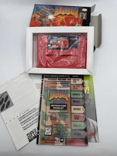 DOOM SNES Complete In Box CIB Super Nintendo Red Cartridge Tested Works