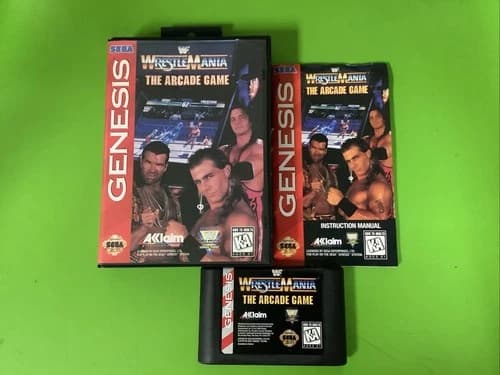 WWF WrestleMania: The Arcade Game (Sega Genesis, 1995) Cib Manual Tested