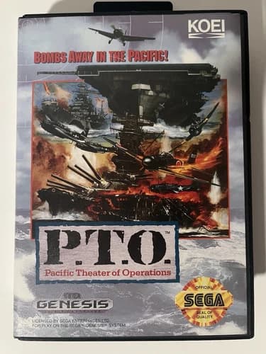 P.T.O. Pacific Theater of Operations Sega Genesis CIB With Map Tested & Working