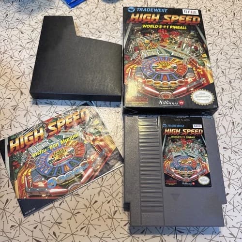 High Speed World’s #1 Pinball - Nintendo NES Complete CIB Box Manual