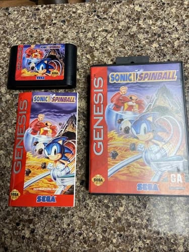 Sonic Spinball (Sega Genesis, 1993) COMPLETE CIB Authentic Tested & Cleaned!