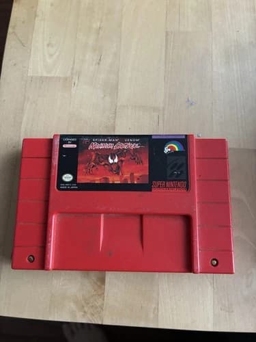 Super Nintendo SNES Spider-Man Venom: Maximum Carnage RED Cartridge Tested
