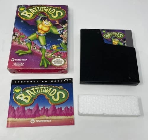 Battletoads Nintendo NES 1991 - COMPLETE CIB - *RARE* - Nice Cart - Tested