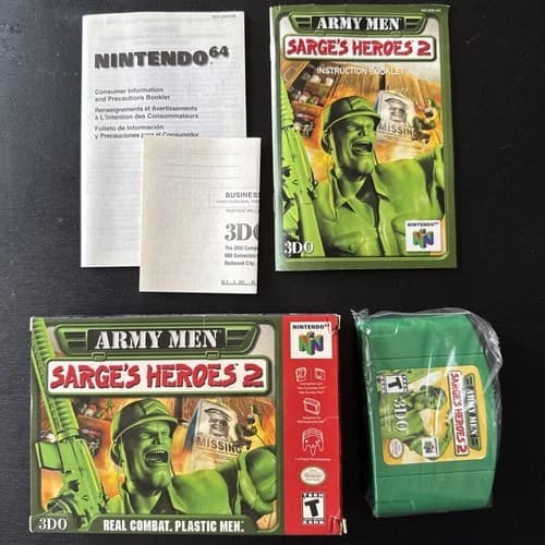 Nintendo 64 N64 Army Men Sarge's Heroes 2 CIB Authentic-EUC