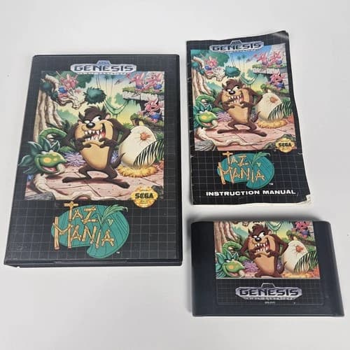 Taz Mania (Sega Genesis, 1992) CIB Complete with game, case, manual Tested Works