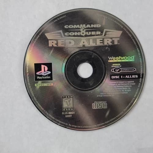 Command And Conquer Red Alert Sony Playstation 1 PS1 Disc 1 Allies Loose Disc