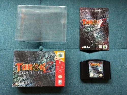 Turok 2: Seeds of Evil. CIB Complete N64 Nintendo 64. Tested Authentic Very Good