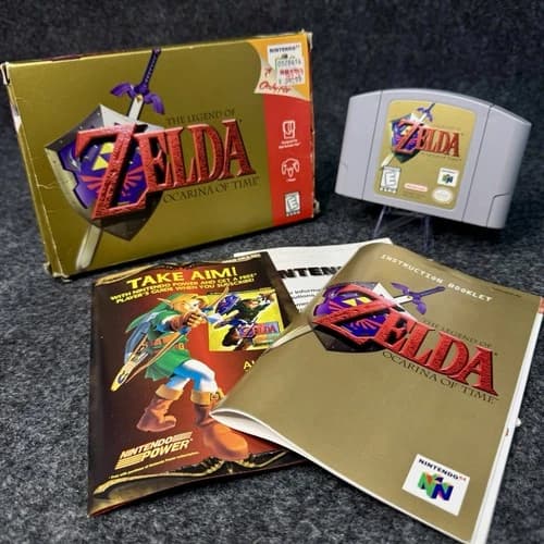 NINTENDO 64 Zelda Ocarina of Time CIB Box Manual Inserts N64 Game